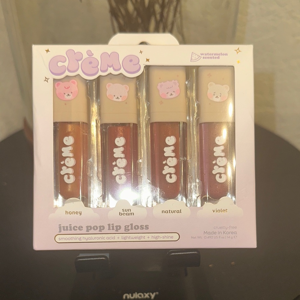 Crème Juice Pop Lip Gloss Set - Honey, Sunbeam, Natural, Violet - Picture 3 of 4